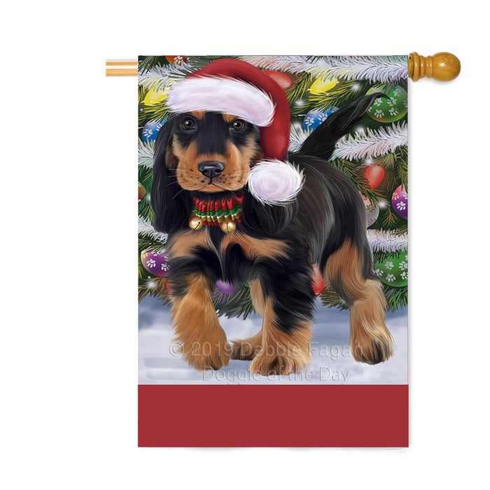 Personalized Trotting in the Snow Cocker Spaniel Dog Custom House Flag FLG-DOTD-A60766