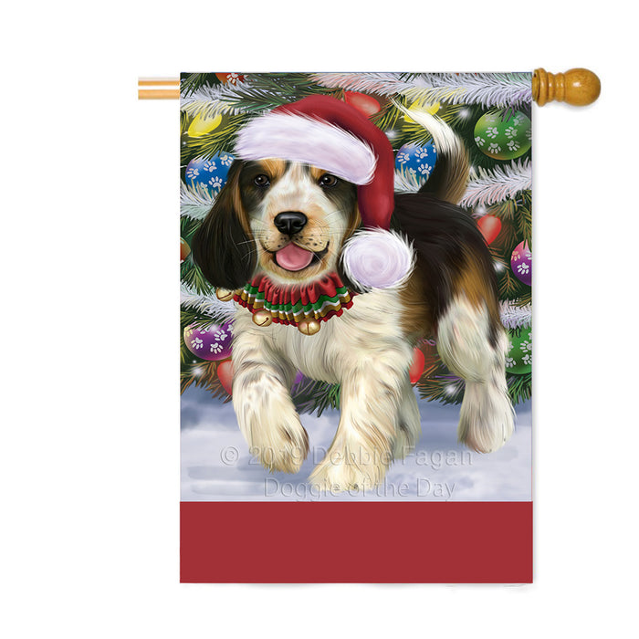 Personalized Trotting in the Snow Cocker Spaniel Dog Custom House Flag FLG-DOTD-A60767