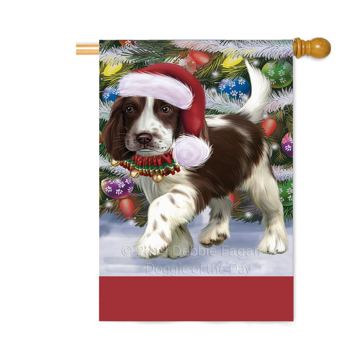 Personalized Trotting in the Snow Cocker Spaniel Dog Custom House Flag FLG-DOTD-A60768