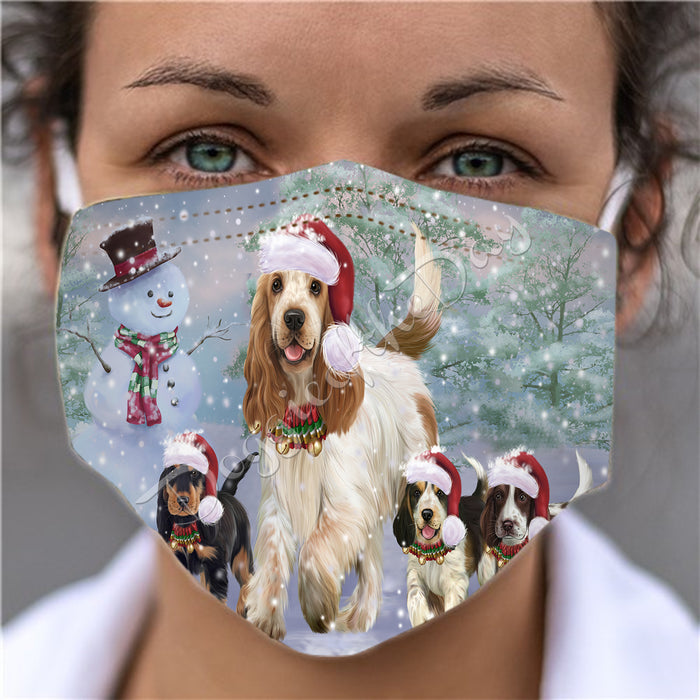 Christmas Running Fammily Cocker Spaniel Dogs Face Mask FM48712