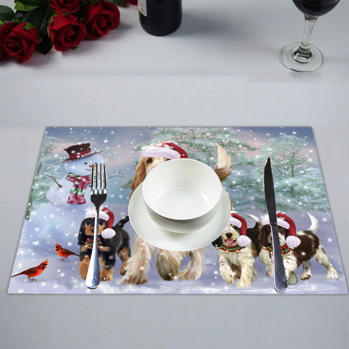 Christmas Running Fammily Cocker Spaniel Dogs Placemat