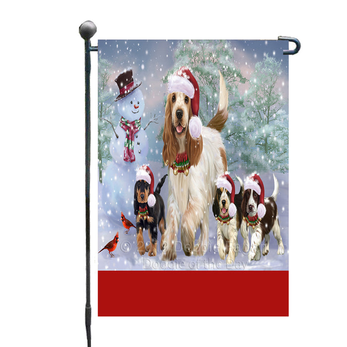 Personalized Christmas Running Family Cocker Spaniel Dogs Custom Garden Flags GFLG-DOTD-A60328
