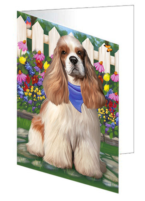 Spring Floral Cocker Spaniel Dog Handmade Artwork Assorted Pets Greeting Cards and Note Cards with Envelopes for All Occasions and Holiday Seasons GCD60779