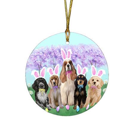 Easter Holiday Cocker Spaniel Dog Round Flat Christmas Ornament RFPOR57294