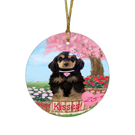 Rosie 25 Cent Kisses Cocker Spaniel Dog Round Flat Christmas Ornament RFPOR56205