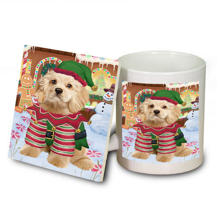 Christmas Gingerbread House Candyfest Cocker Spaniel Dog Mug and Coaster Set MUC56306
