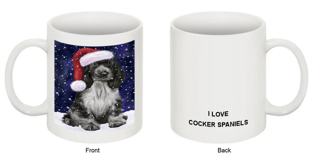 Let it Snow Christmas Holiday Cocker Spaniel Dog Wearing Santa Hat Coffee Mug MUG49689