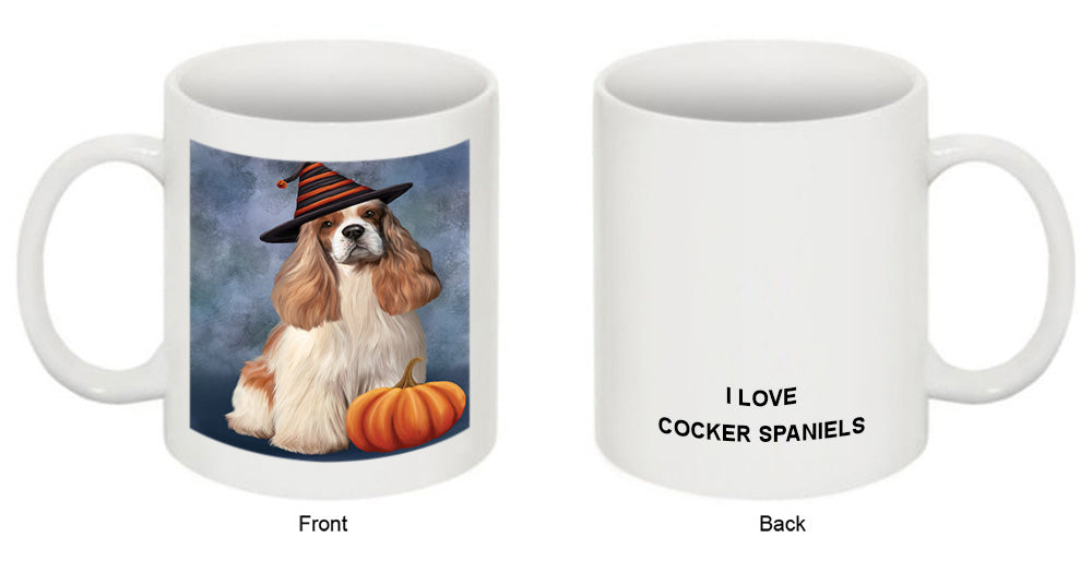 Happy Halloween Cocker Spaniel Dog Wearing Witch Hat with Pumpkin Coffee Mug MUG50122