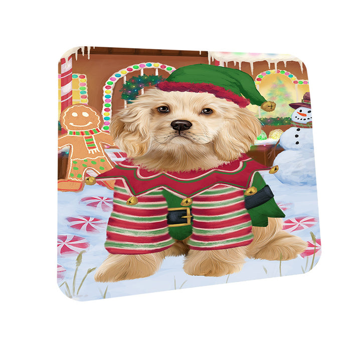 Christmas Gingerbread House Candyfest Cocker Spaniel Dog Coasters Set of 4 CST56272