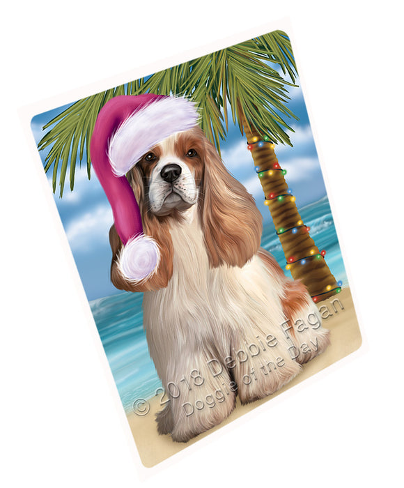 Summertime Happy Holidays Christmas Cocker Spaniel Dog on Tropical Island Beach Large Refrigerator / Dishwasher Magnet RMAG88188