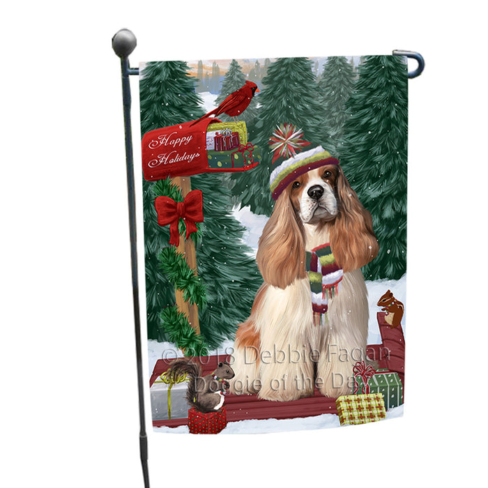 Merry Christmas Woodland Sled Cocker Spaniel Dog Garden Flag GFLG55203