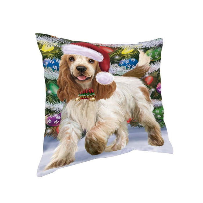 Trotting in the Snow Cocker Spaniel Dog Pillow PIL70656