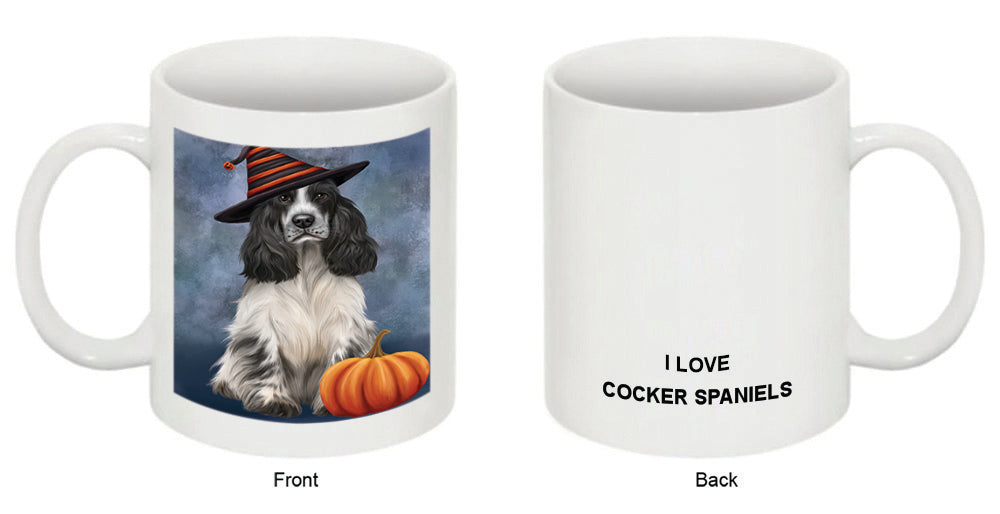 Happy Halloween Cocker Spaniel Dog Wearing Witch Hat with Pumpkin Coffee Mug MUG50158