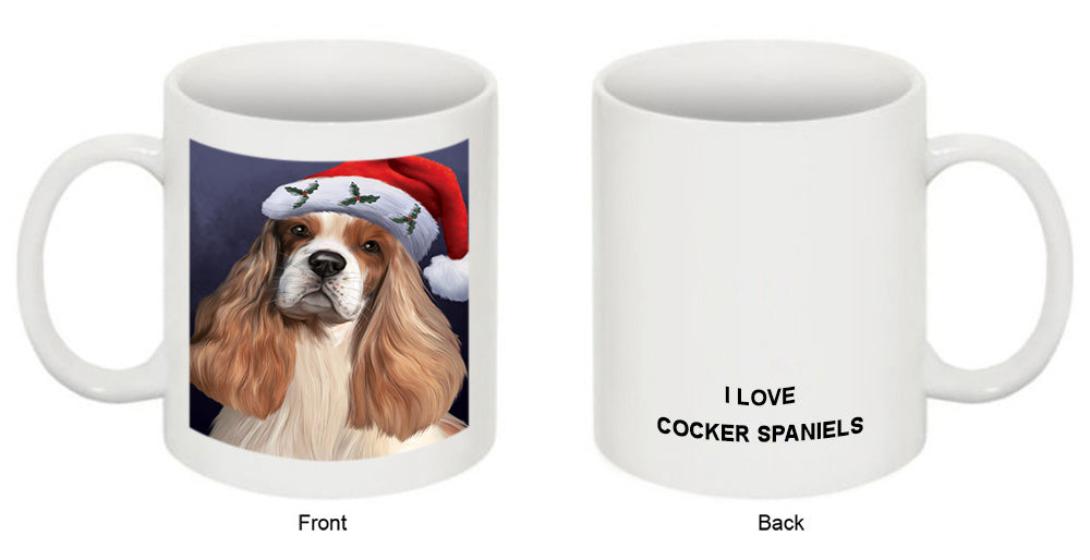 Christmas Holidays Cocker Spaniel Dog Wearing Santa Hat Portrait Head Coffee Mug MUG48893