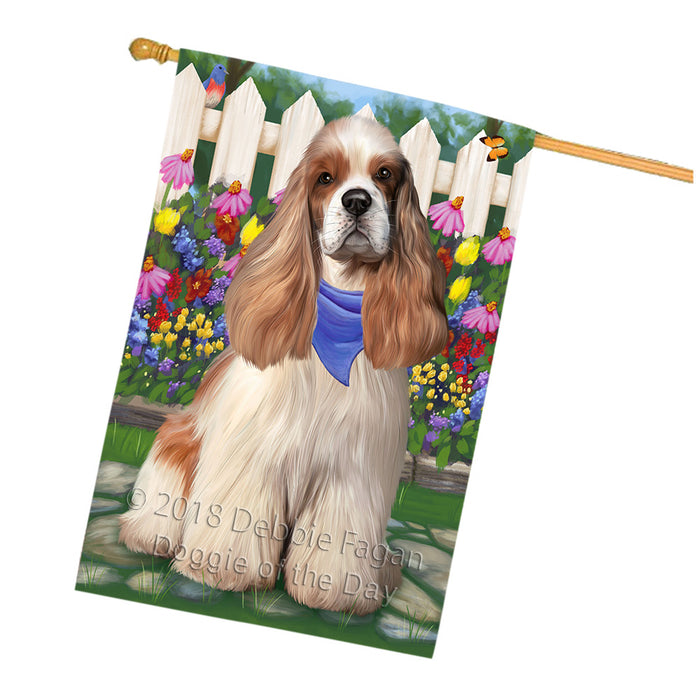 Spring Floral Cocker Spaniel Dog House Flag FLG52331