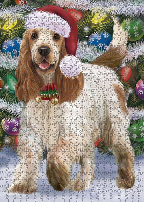 Trotting in the Snow Cocker Spaniel Dog Puzzle with Photo Tin PUZL89932