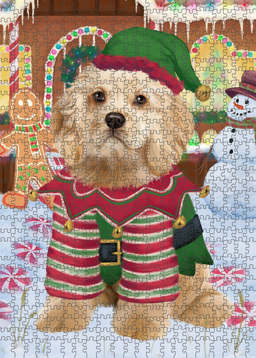 Christmas Gingerbread House Candyfest Cocker Spaniel Dog Puzzle with Photo Tin PUZL93456