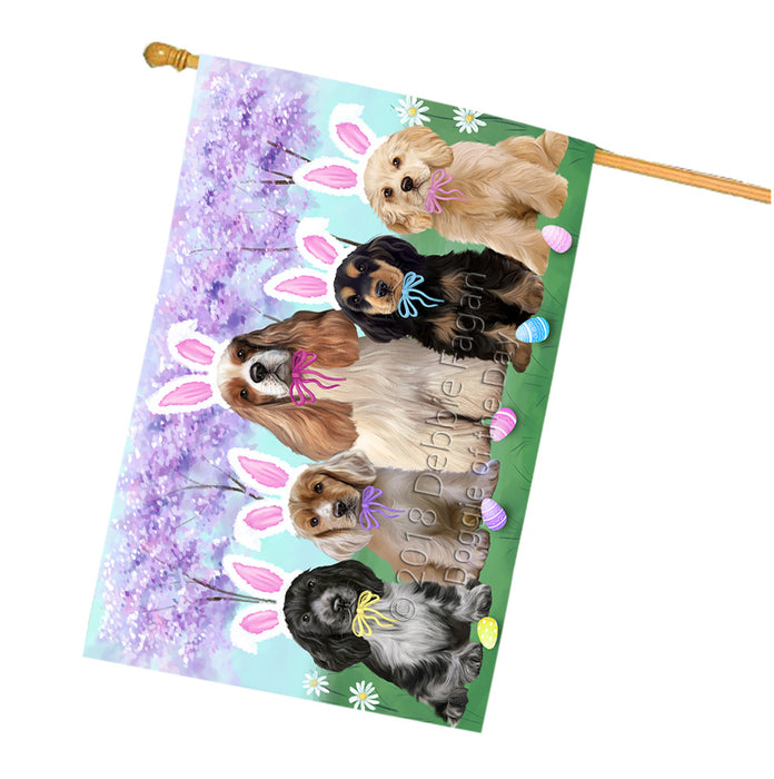 Easter Holiday Cocker Spaniels Dog House Flag FLG57600