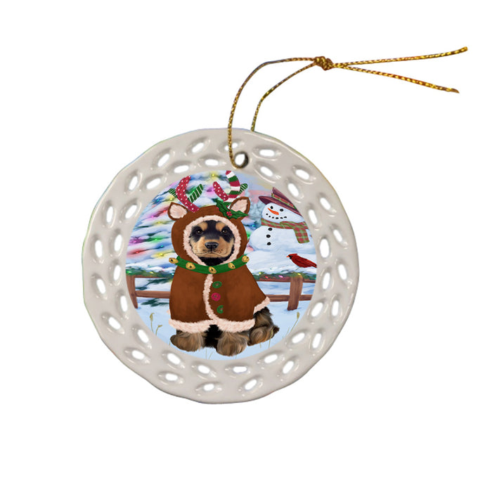 Christmas Gingerbread House Candyfest Cocker Spaniel Dog Ceramic Doily Ornament DPOR56671