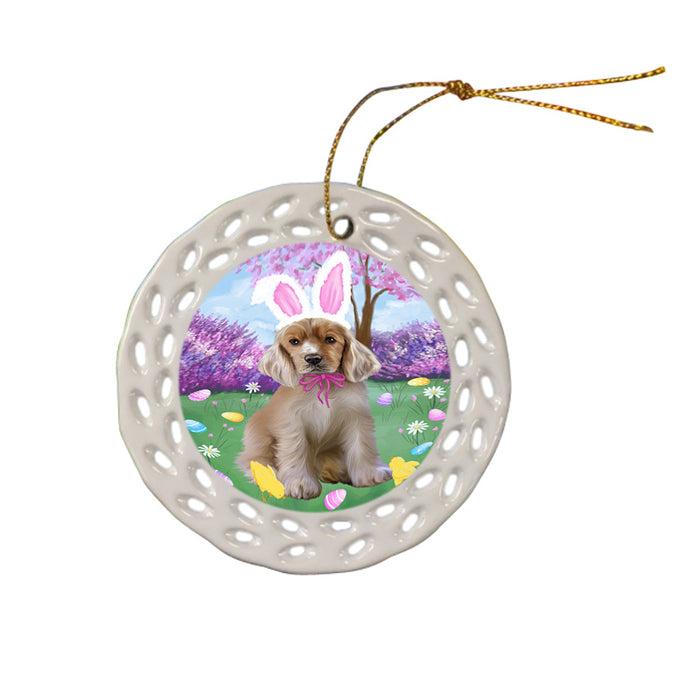 Easter Holiday Cocker Spaniels Dog Ceramic Doily Ornament DPOR57295