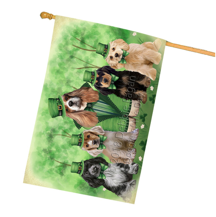 St. Patricks Day Irish Portrait Cocker Spaniel Dogs House Flag FLG65022
