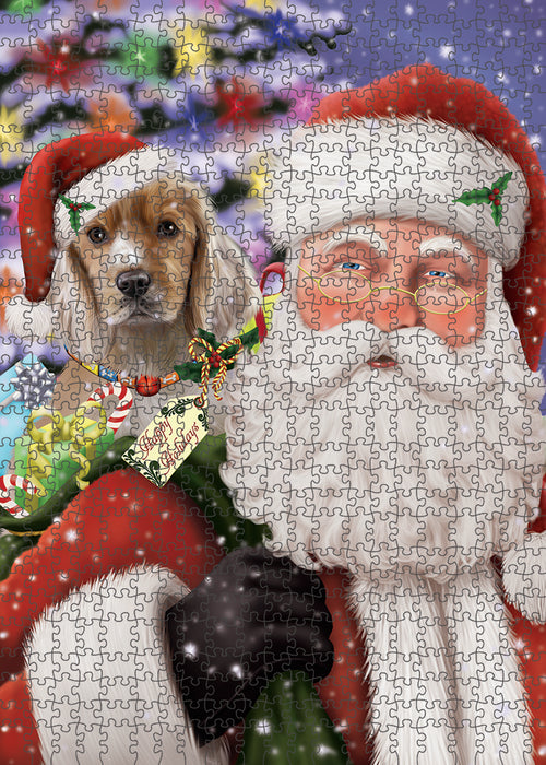 Santa Carrying Cocker Spaniel Dog and Christmas Presents Puzzle with Photo Tin PUZL81888