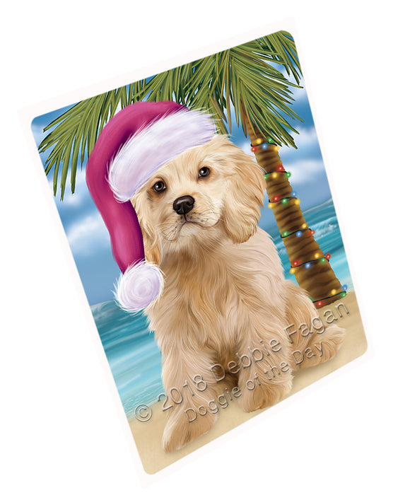 Summertime Happy Holidays Christmas Cocker Spaniel Dog on Tropical Island Beach Large Refrigerator / Dishwasher Magnet RMAG88194