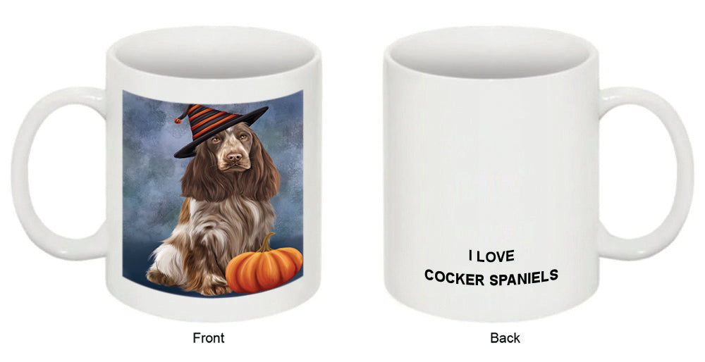 Happy Halloween Cocker Spaniel Dog Wearing Witch Hat with Pumpkin Coffee Mug MUG50159
