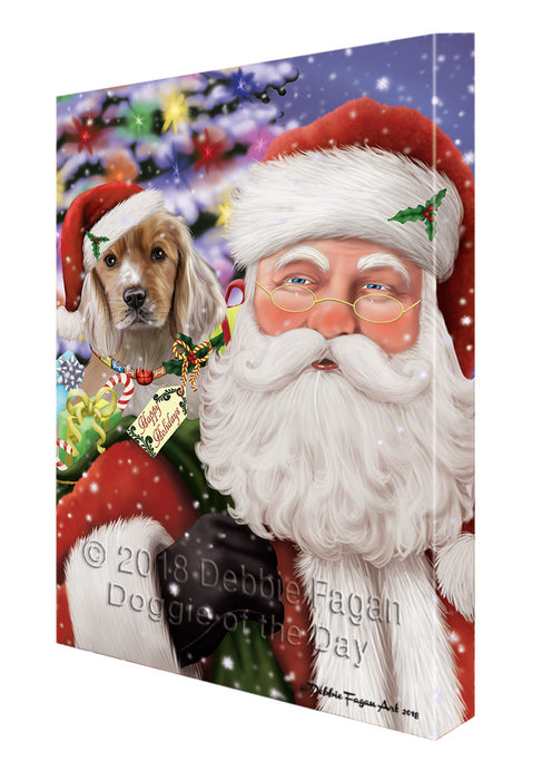 Santa Carrying Cocker Spaniel Dog and Christmas Presents Canvas Print Wall Art Décor CVS100997
