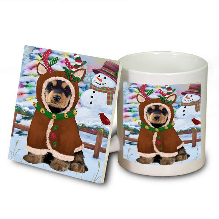 Christmas Gingerbread House Candyfest Cocker Spaniel Dog Mug and Coaster Set MUC56307