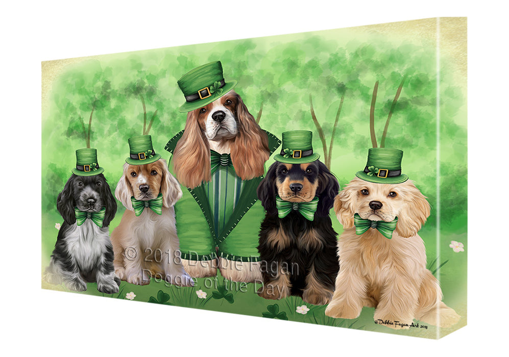 St. Patricks Day Irish Portrait Cocker Spaniel Dogs Canvas Print Wall Art Décor CVS135422