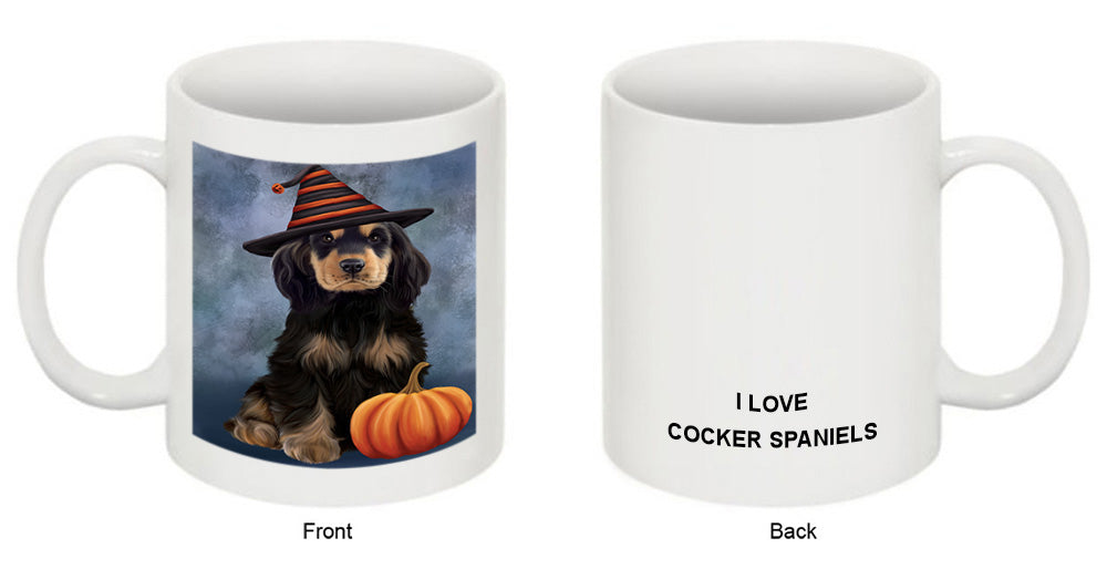 Happy Halloween Cocker Spaniel Dog Wearing Witch Hat with Pumpkin Coffee Mug MUG50123