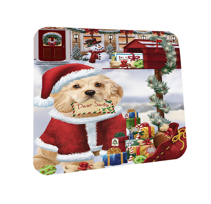 Cocker Spaniel Dog Dear Santa Letter Christmas Holiday Mailbox Coasters Set of 4 CST53492