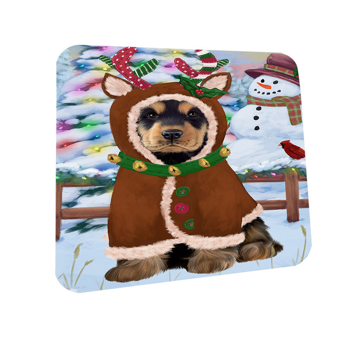 Christmas Gingerbread House Candyfest Cocker Spaniel Dog Coasters Set of 4 CST56273