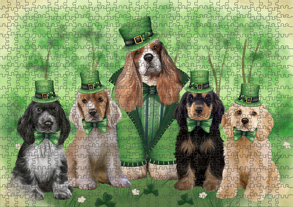 St. Patricks Day Irish Portrait Cocker Spaniel Dogs Portrait Jigsaw Puzzle for Adults Animal Interlocking Puzzle Game Unique Gift for Dog Lover's with Metal Tin Box PZL041