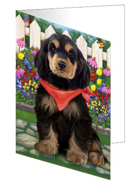 Spring Floral Cocker Spaniel Dog Handmade Artwork Assorted Pets Greeting Cards and Note Cards with Envelopes for All Occasions and Holiday Seasons GCD60782