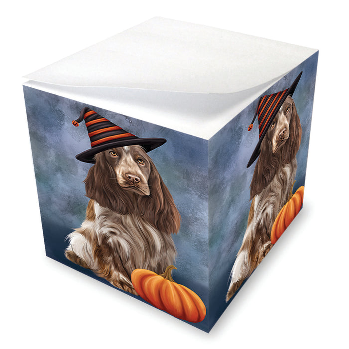 Happy Halloween Cocker Spaniel Dog Wearing Witch Hat with Pumpkin Note Cube NOC56407