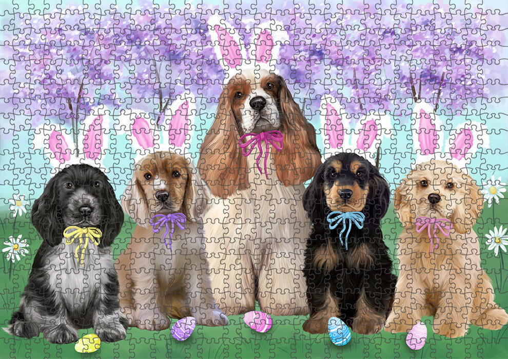 Easter Holiday Cocker Spaniels Dog Puzzle with Photo Tin PUZL95892