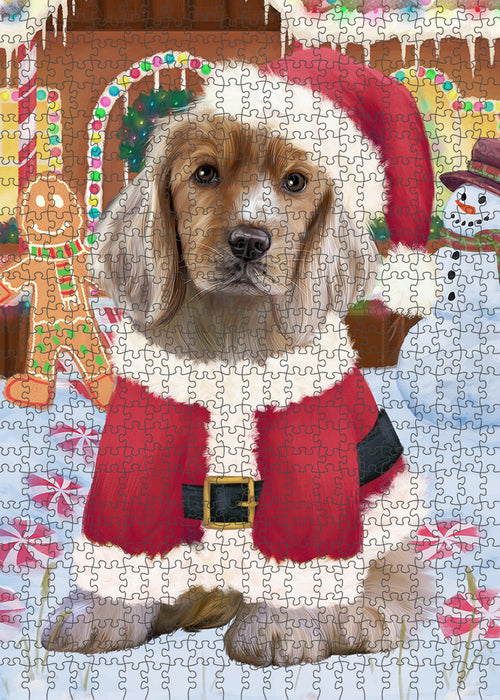 Christmas Gingerbread House Candyfest Cocker Spaniel Dog Puzzle with Photo Tin PUZL93464