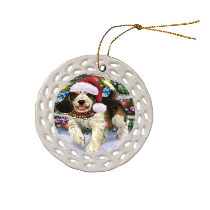 Trotting in the Snow Cocker Spaniel Dog Ceramic Doily Ornament DPOR55790