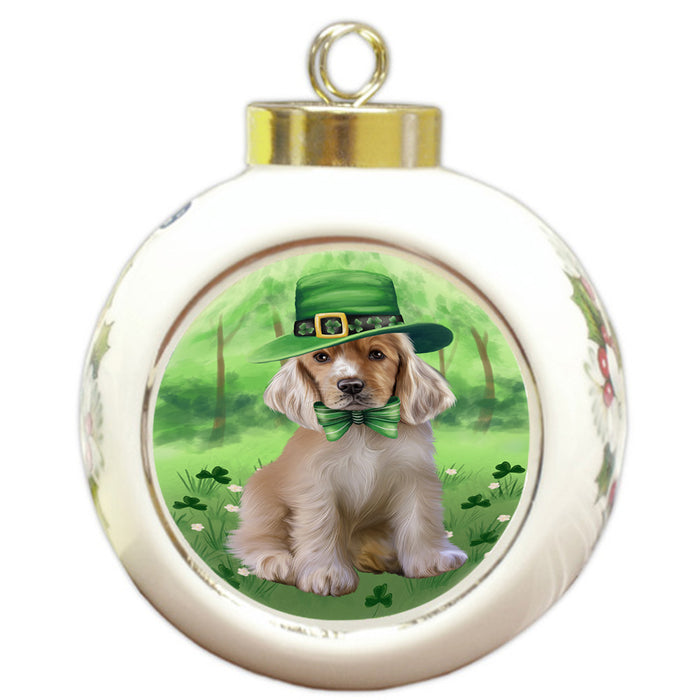 St. Patricks Day Irish Portrait Cocker Spaniel Dog Round Ball Christmas Ornament RBPOR58126