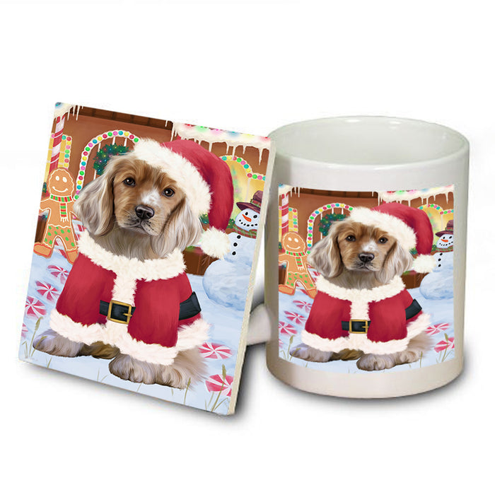 Christmas Gingerbread House Candyfest Cocker Spaniel Dog Mug and Coaster Set MUC56308