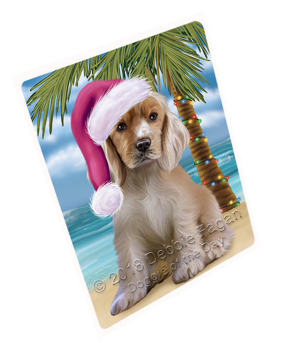 Summertime Happy Holidays Christmas Cocker Spaniel Dog on Tropical Island Beach Large Refrigerator / Dishwasher Magnet RMAG88200