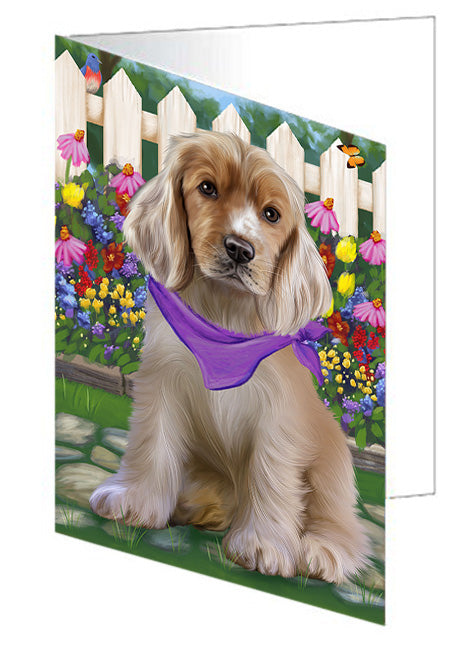 Spring Floral Cocker Spaniel Dog Handmade Artwork Assorted Pets Greeting Cards and Note Cards with Envelopes for All Occasions and Holiday Seasons GCD60785