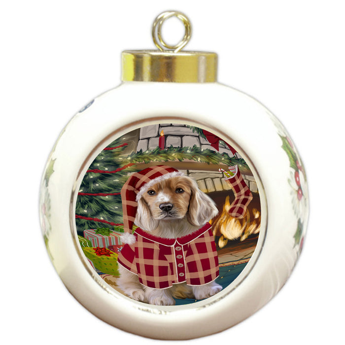 The Stocking was Hung Cocker Spaniel Dog Round Ball Christmas Ornament RBPOR55642
