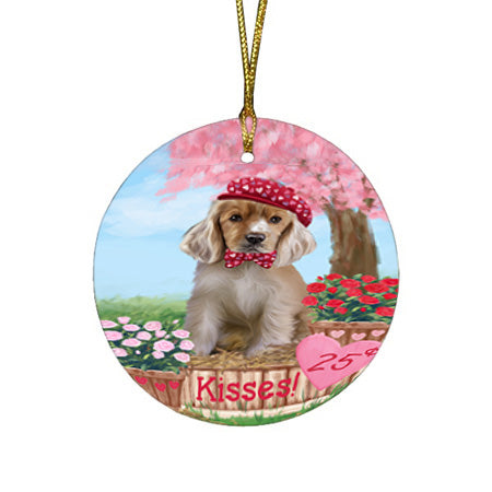 Rosie 25 Cent Kisses Cocker Spaniel Dog Round Flat Christmas Ornament RFPOR56207