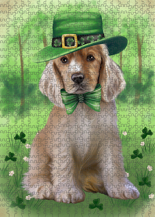St. Patricks Day Irish Portrait Cocker Spaniel Dog Portrait Jigsaw Puzzle for Adults Animal Interlocking Puzzle Game Unique Gift for Dog Lover's with Metal Tin Box PZL042