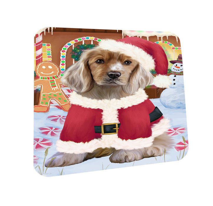 Christmas Gingerbread House Candyfest Cocker Spaniel Dog Coasters Set of 4 CST56274