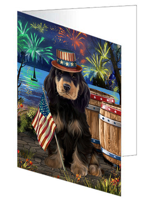 4th of July Independence Day Fireworks Cocker Spaniel Dog at the Lake Handmade Artwork Assorted Pets Greeting Cards and Note Cards with Envelopes for All Occasions and Holiday Seasons GCD57434