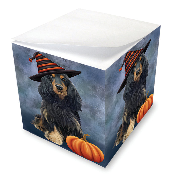 Happy Halloween Cocker Spaniel Dog Wearing Witch Hat with Pumpkin Note Cube NOC56408